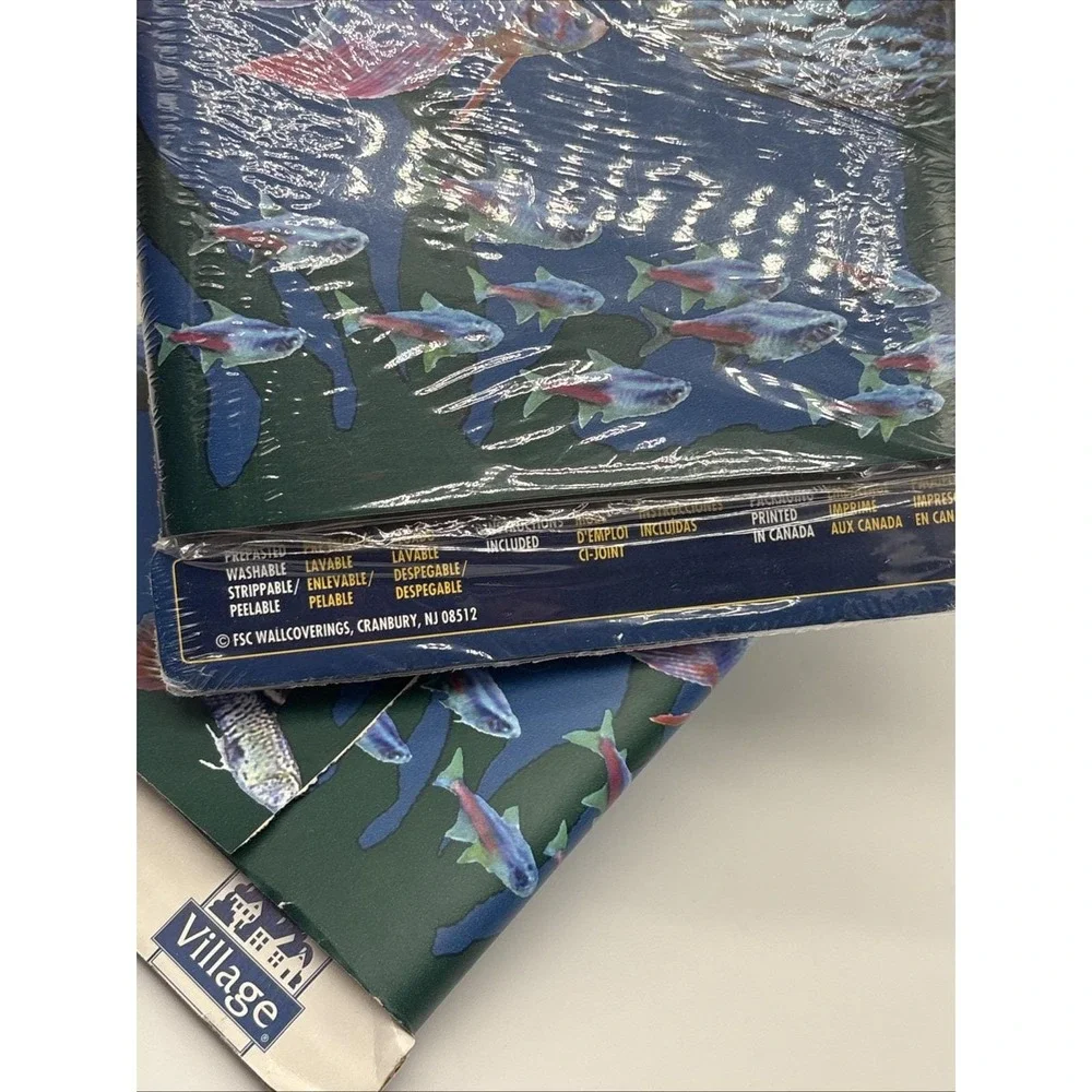 Vintage Village Aero Frutiger Aquarium Fish Prepasted Wallpaper Border 15 YD 2PK